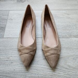 Journee Winslo Taupe Suede Flat Shoes Womens 9 Pointed Toe Ballet Cutout
